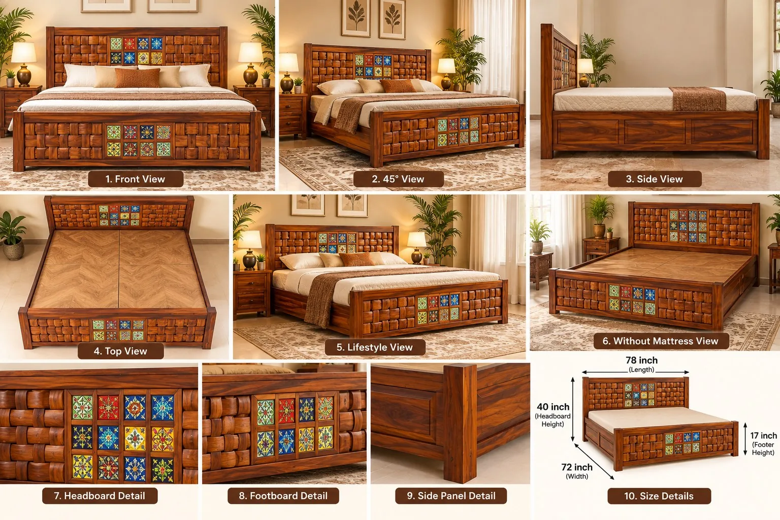 Bed — multi-angle reference sheet