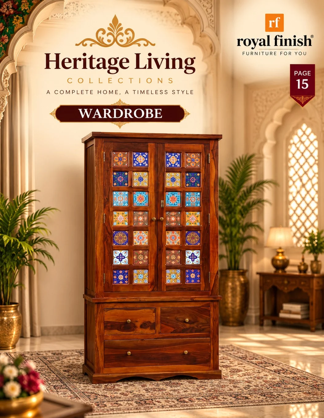 Heritage Marriage Set catalogue page — Wardrobe (tile-inlaid)