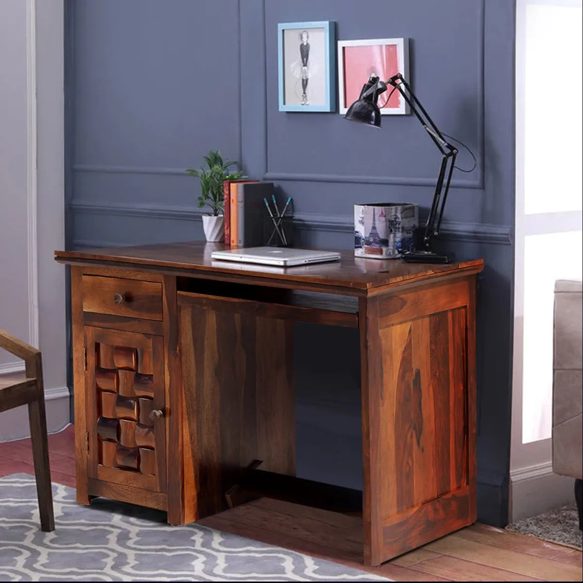 Royal Finish Nivora CT with Keyboard tray Study Table in Furniture Sheesham