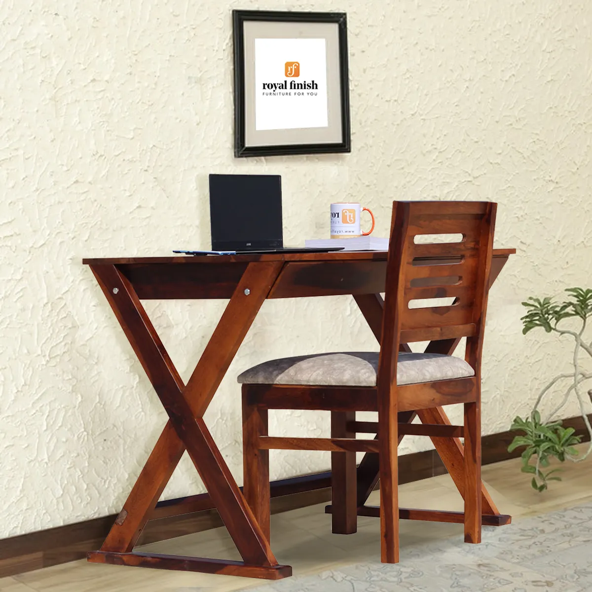 Royal Finish Crozilo Study Table with Capsuliec Chair in Funriture Sheesham Wood