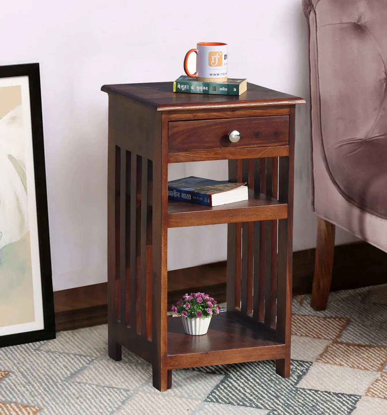 Royal Finish Keesha Premium Wooden Side Table | Solid Sheesham Wood