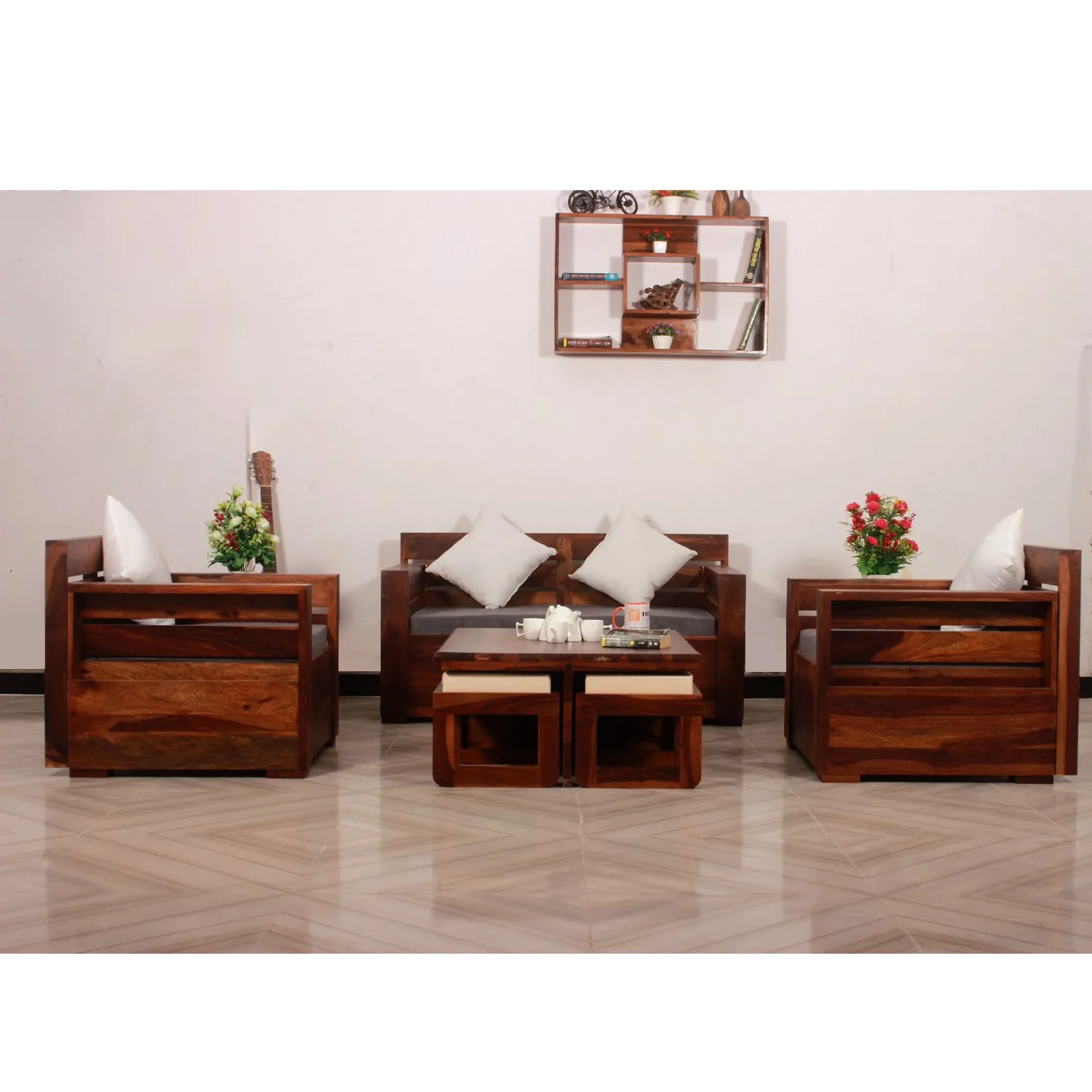 Royal Finish MirageMingle 4 Seater Sofa Set With Cushions(2+1+1)