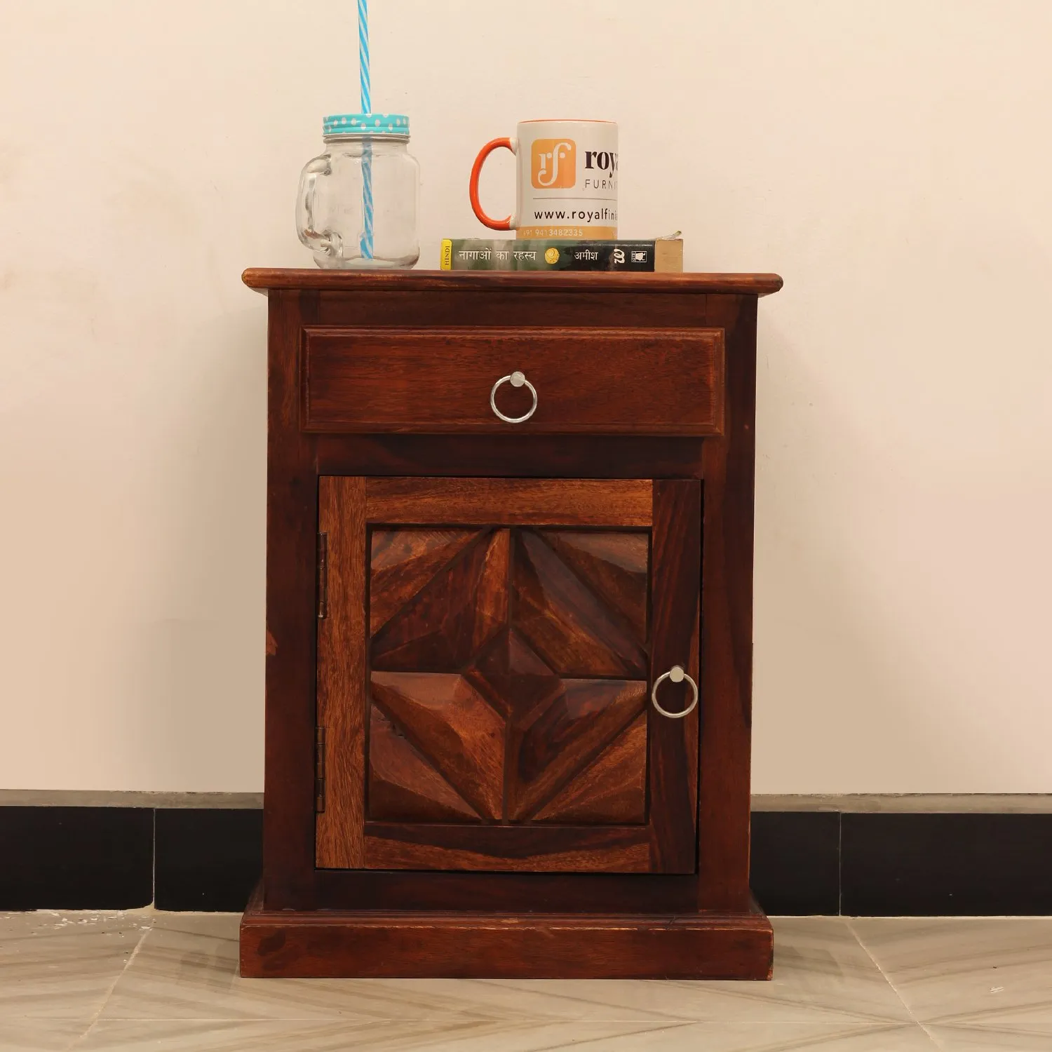 Royal Finish Tranquil Bedside Table In Furniture Sheesham Wood In Natural